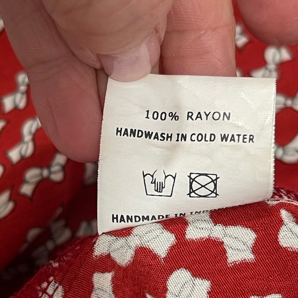 Faithfull the Brand Red Print Bow Tie Front Shirt Oversized 2 - Picture 2 of 9